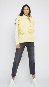 Glamorous Pastel Yellow Frill Knit Jumper