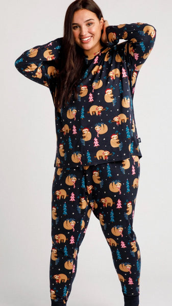 Curve Santa Sloth Leggings Pyjama Set