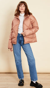 Camel Oversized Quilted Puffer Jacket