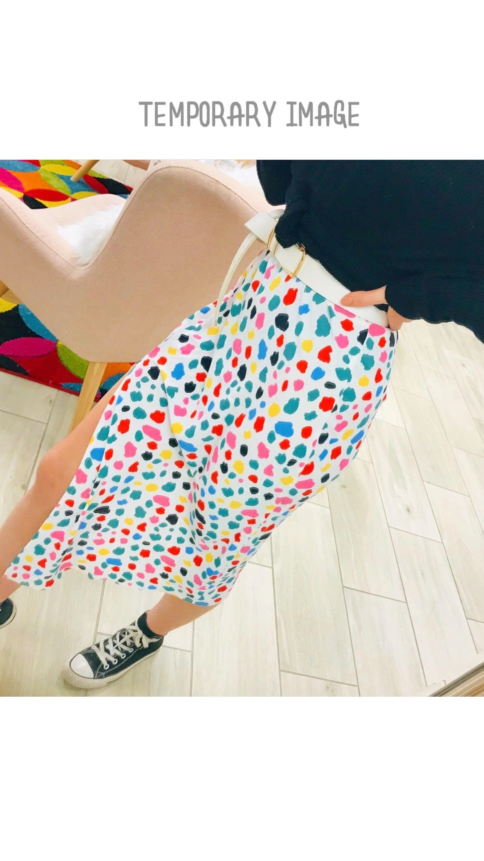 Glamorous Multi Spot Slip Midi Skirt
