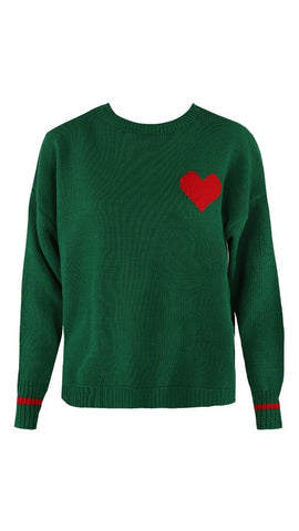 Green Jumper With Red Heart