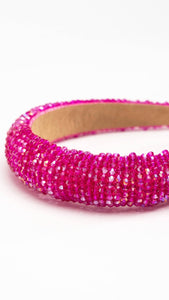 Beaded Headband in Hot Pink
