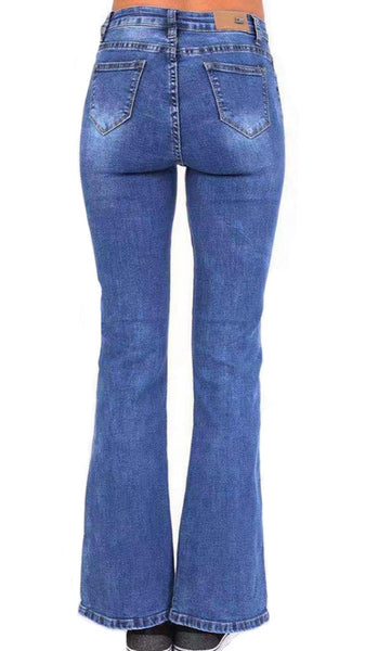 Shannon Denim Front Ankle Slit Flare Jeans