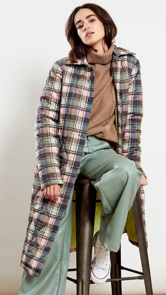Checked Quilted Coat - Multi