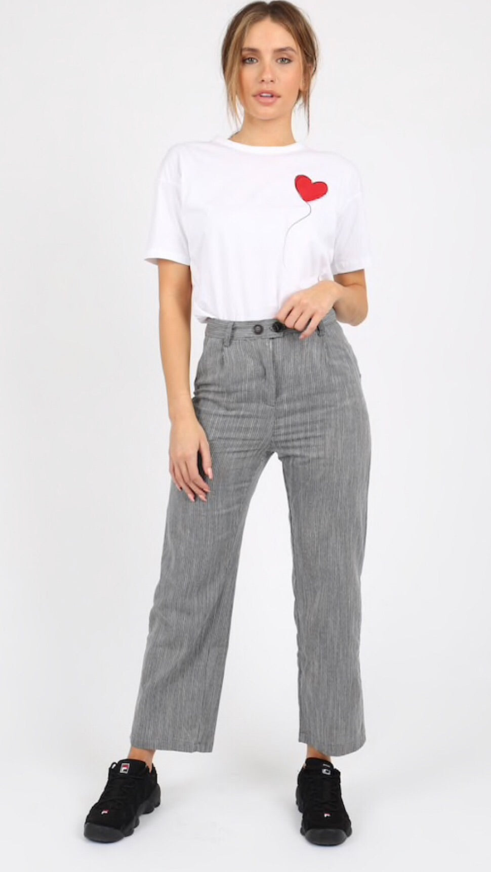 Wednesday's Girl Grey Stripe Vintage Fit Trousers