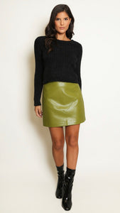 Olive Faux Leather Mini Skirt