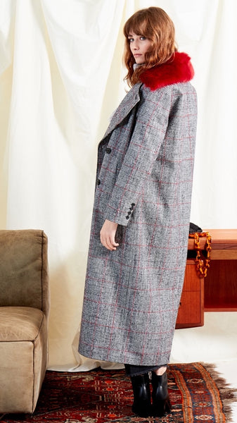 Heritage Check Oversized Maxi Coat With Detachable Collar