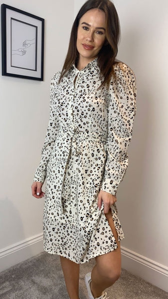 Freda Button Detail Leopard Midi Dress (Pre-Order)