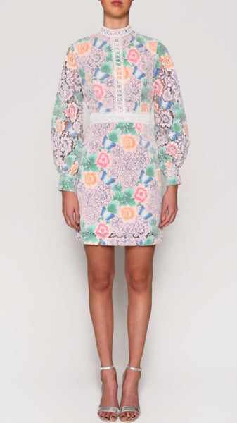 True Decadence Pastel Floral Lace Dress