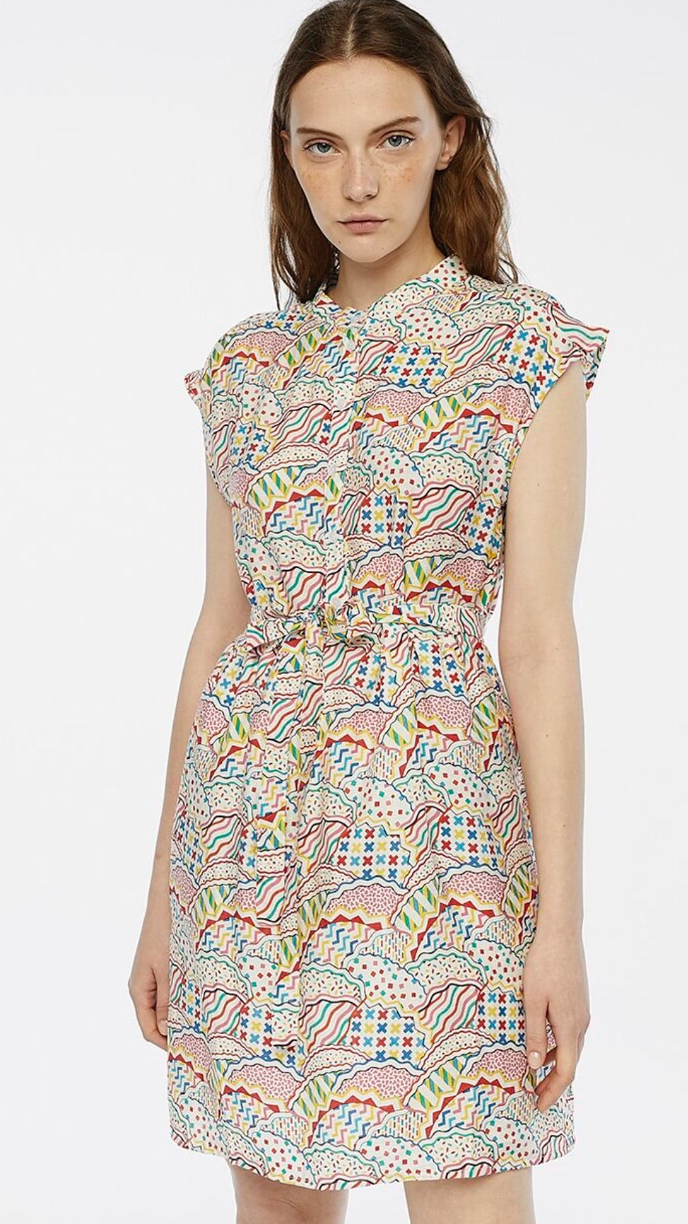 Multicoloured Multi Print Mini Shirt Dress