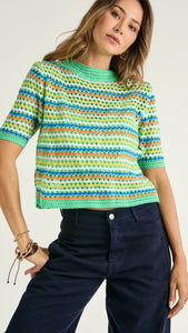 Green Crochet Short Sleeve Top