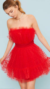 Ruffle Heart Organza Mini Dress