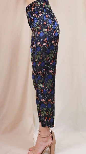 Floral Straight Leg Ankle Trousers