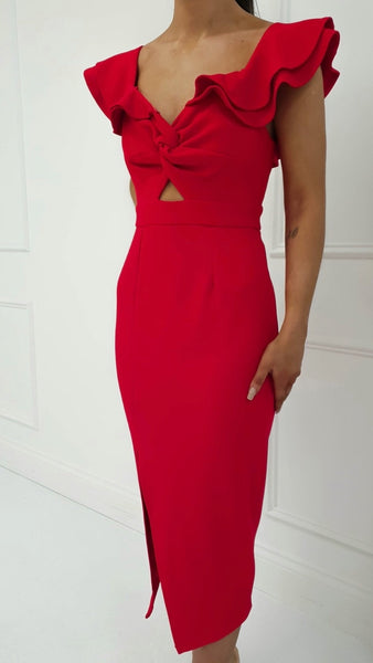 Alba Red Midi Dress