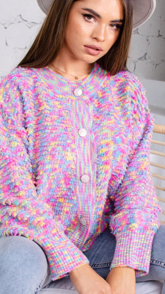 Oversized Multicolour Cardigan with Buttons