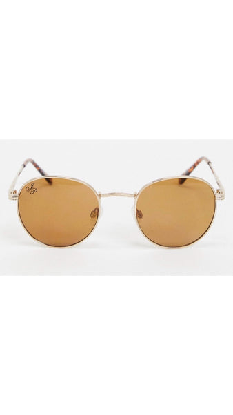 Jeepers Peeper Gold Round Sunglasses