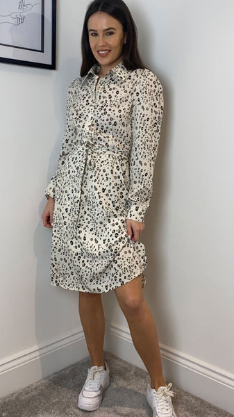 Freda Button Detail Leopard Midi Dress (Pre-Order)