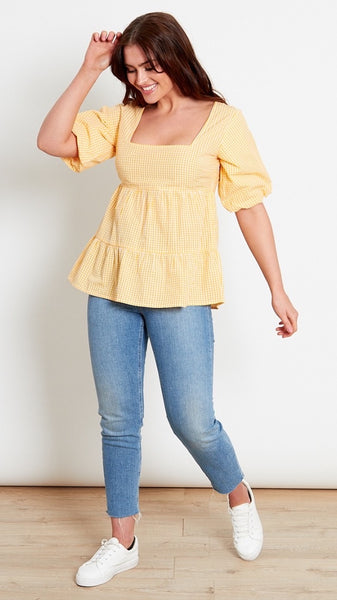 Stace Yellow Gingham Top