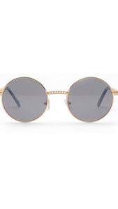 Round Sunglasses With Chain Bar