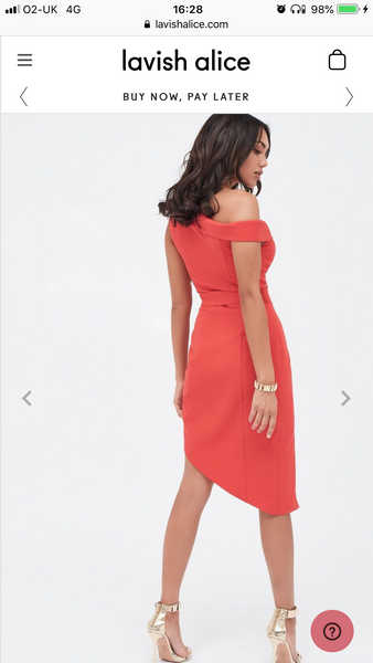 Lavish Alice One Shoulder Tailored Wrap Dress With Button Detail in Red