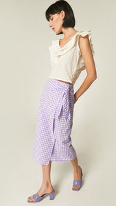 CF Lilac Check Wrap Midi Skirt