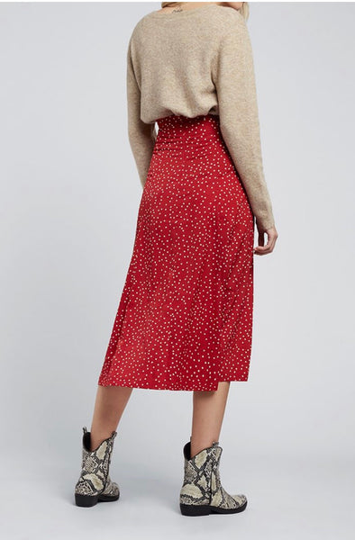 Louche Kiyo Red Spot Midi Skirt