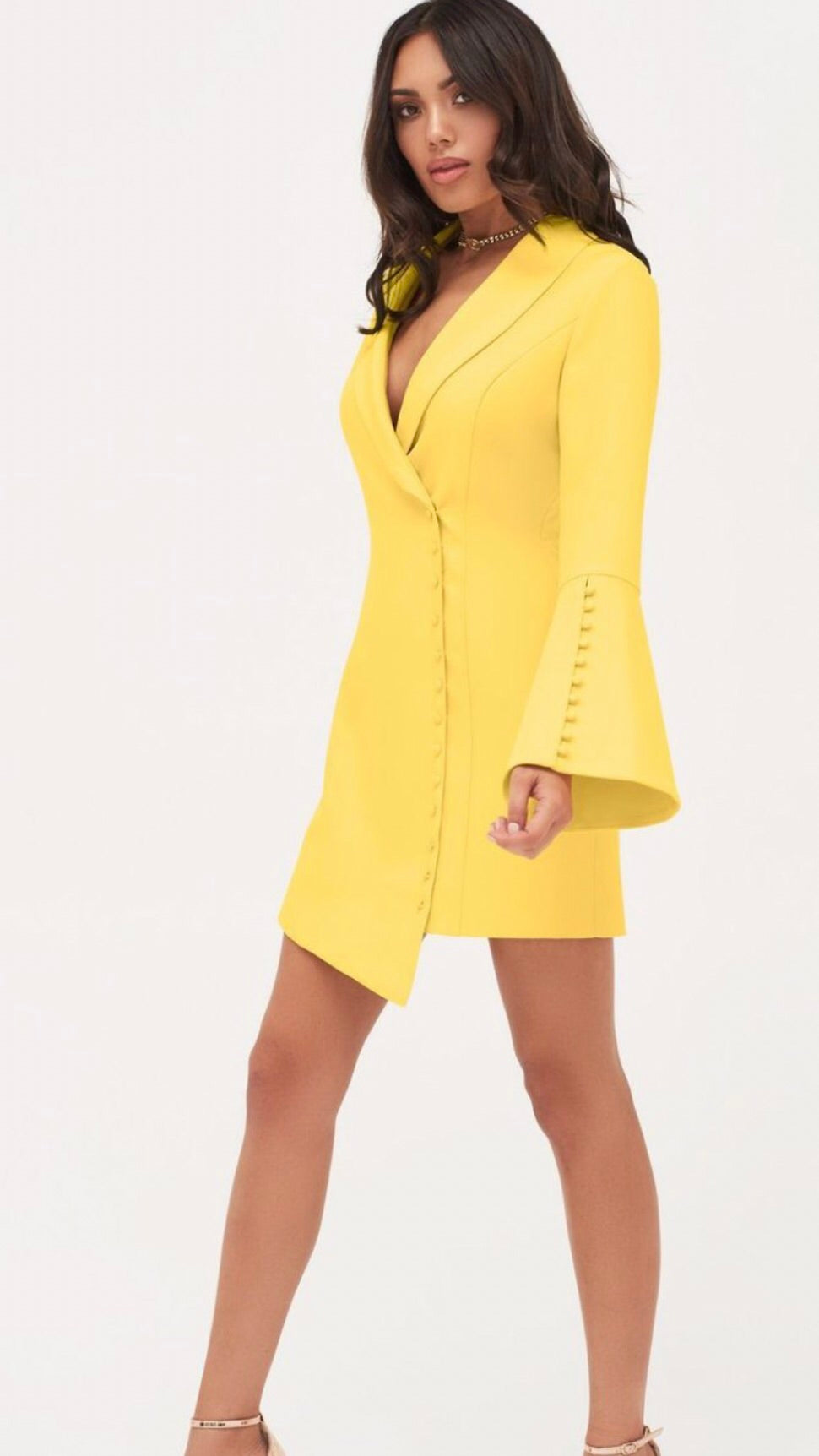Lavish Alice Yellow Mini Blazer Dress