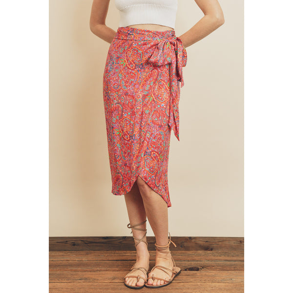 Paisley Midi Wrap Skirt